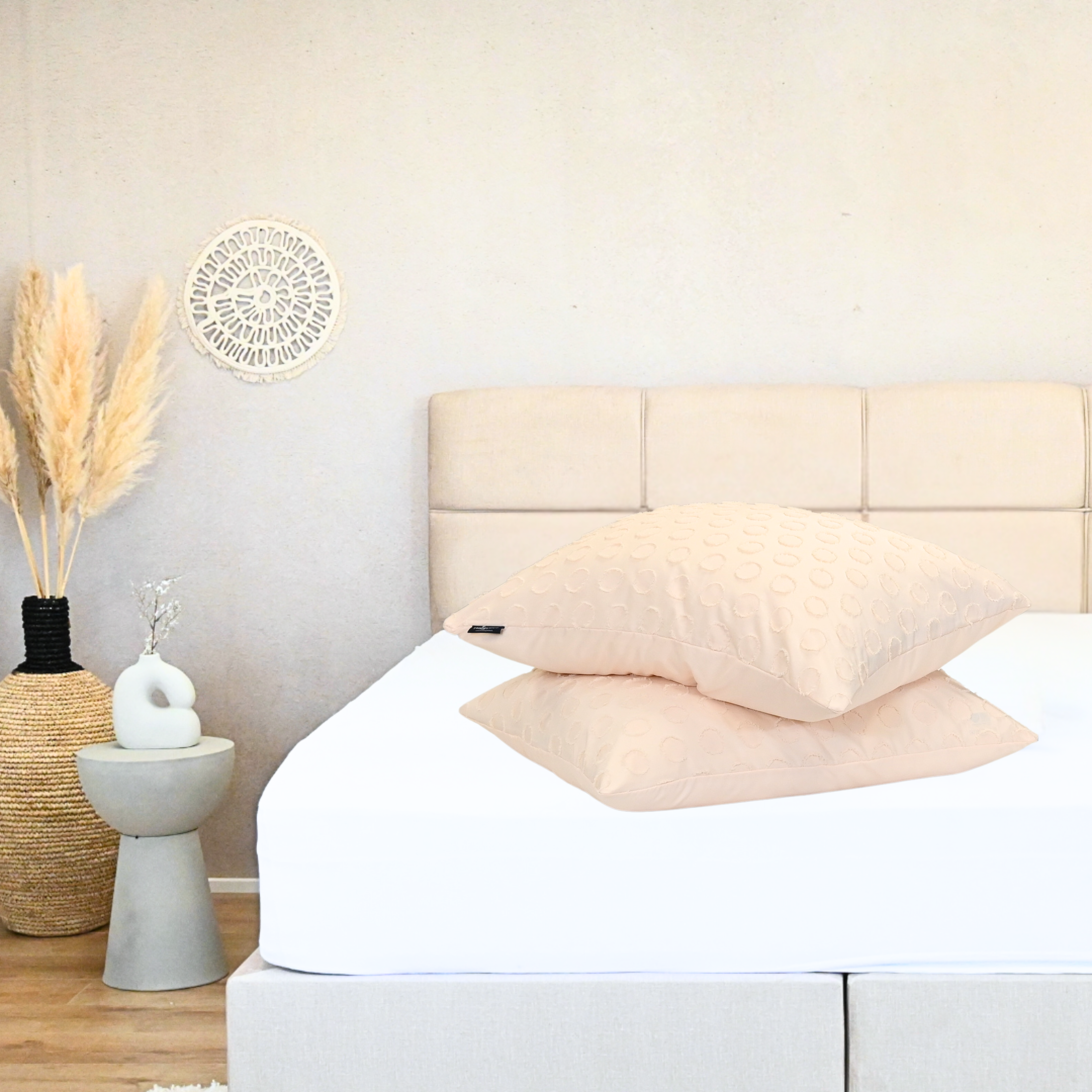 HappyBed Tufted pillowcase set 2 pieces - Soft Peach