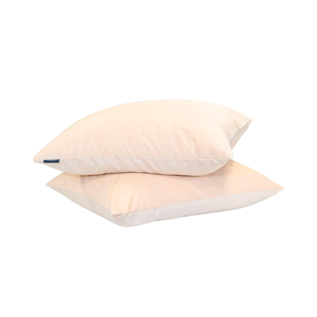HappyBed Corduroy soft peach pillowcase set of two, luxurious comfort with easy hotel closure.