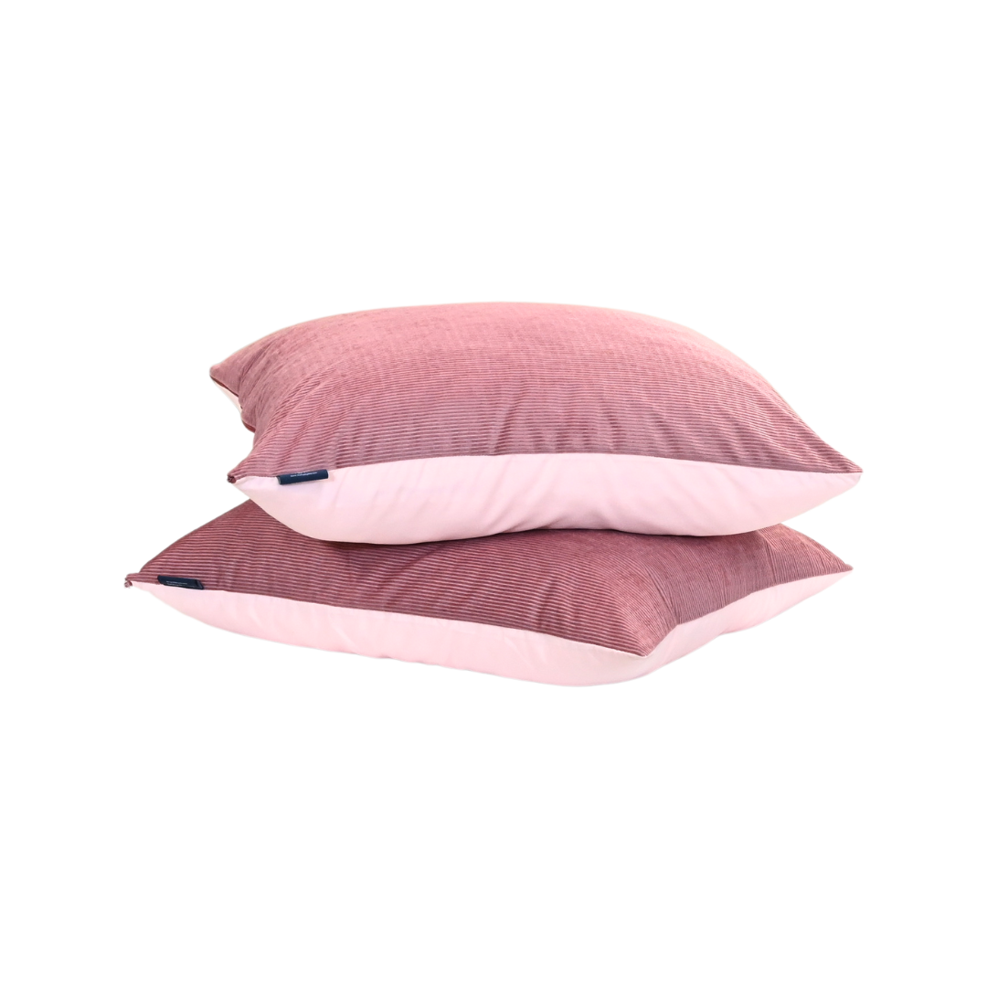 HappyBed Corduroy blushed pink pillowcase set of 2 with luxurious cotton softness.