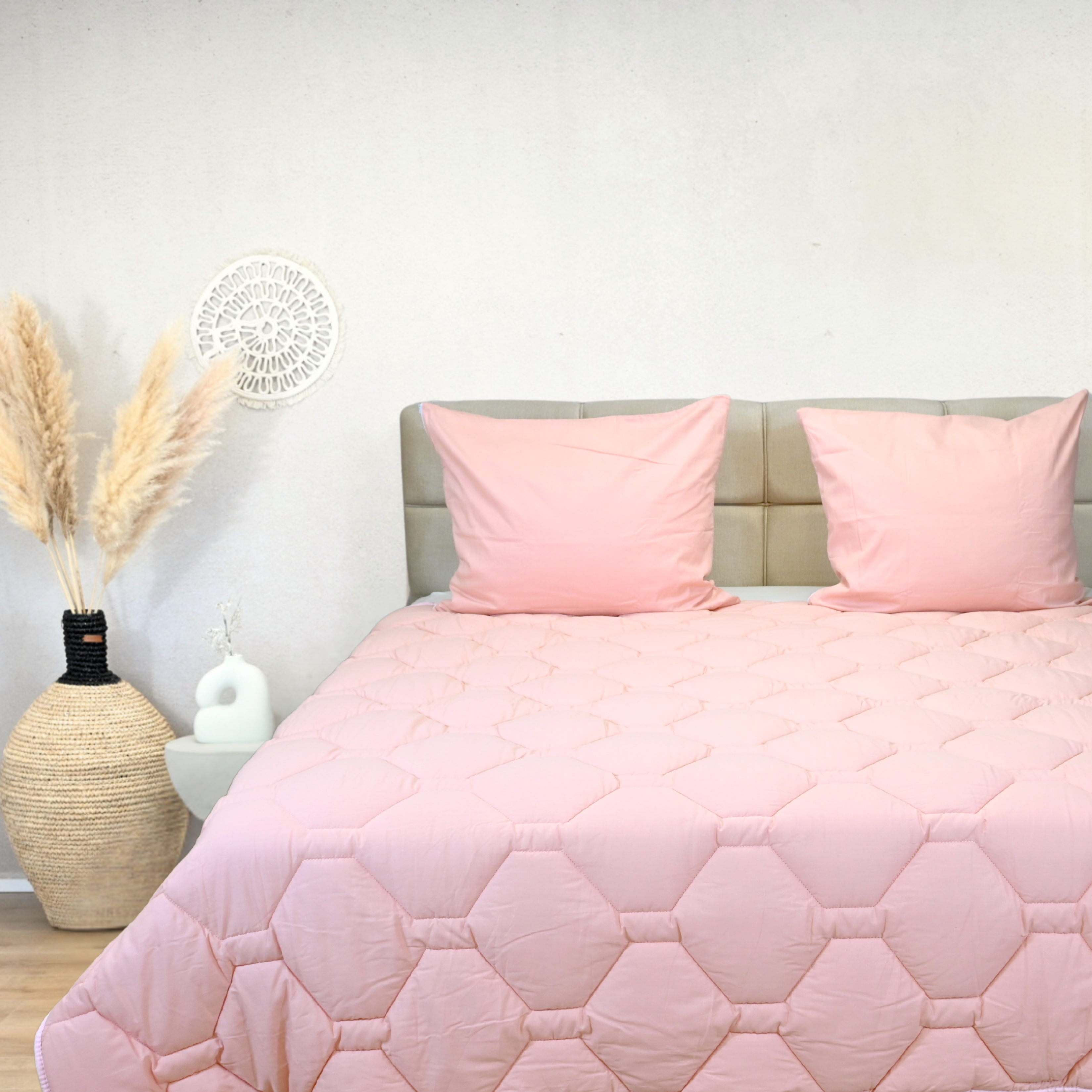 HappyBed Wafel Pink - Året runt täcke - 100% bomull