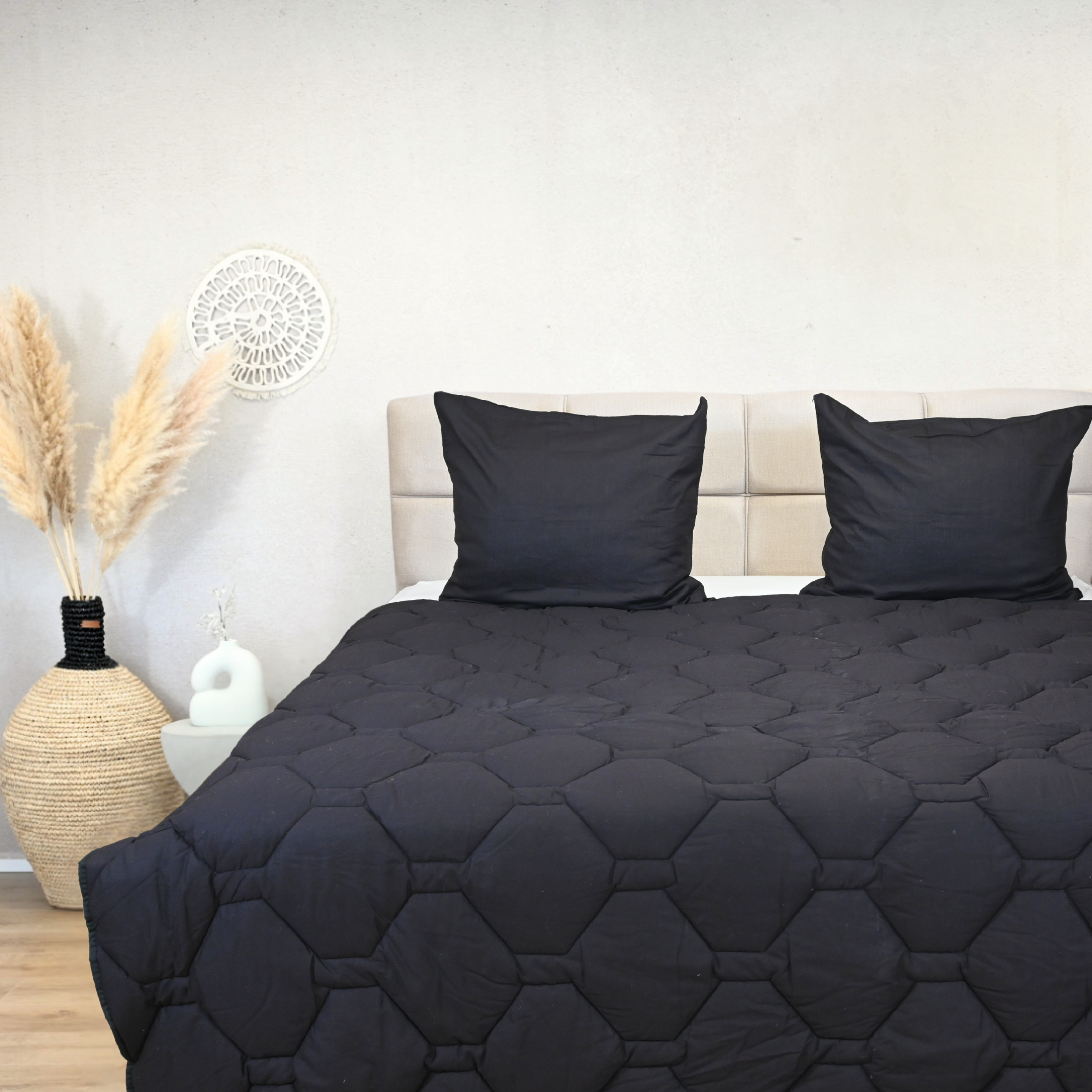 HappyBed Wafel Black - Edredón para todo el año - 100% algodón