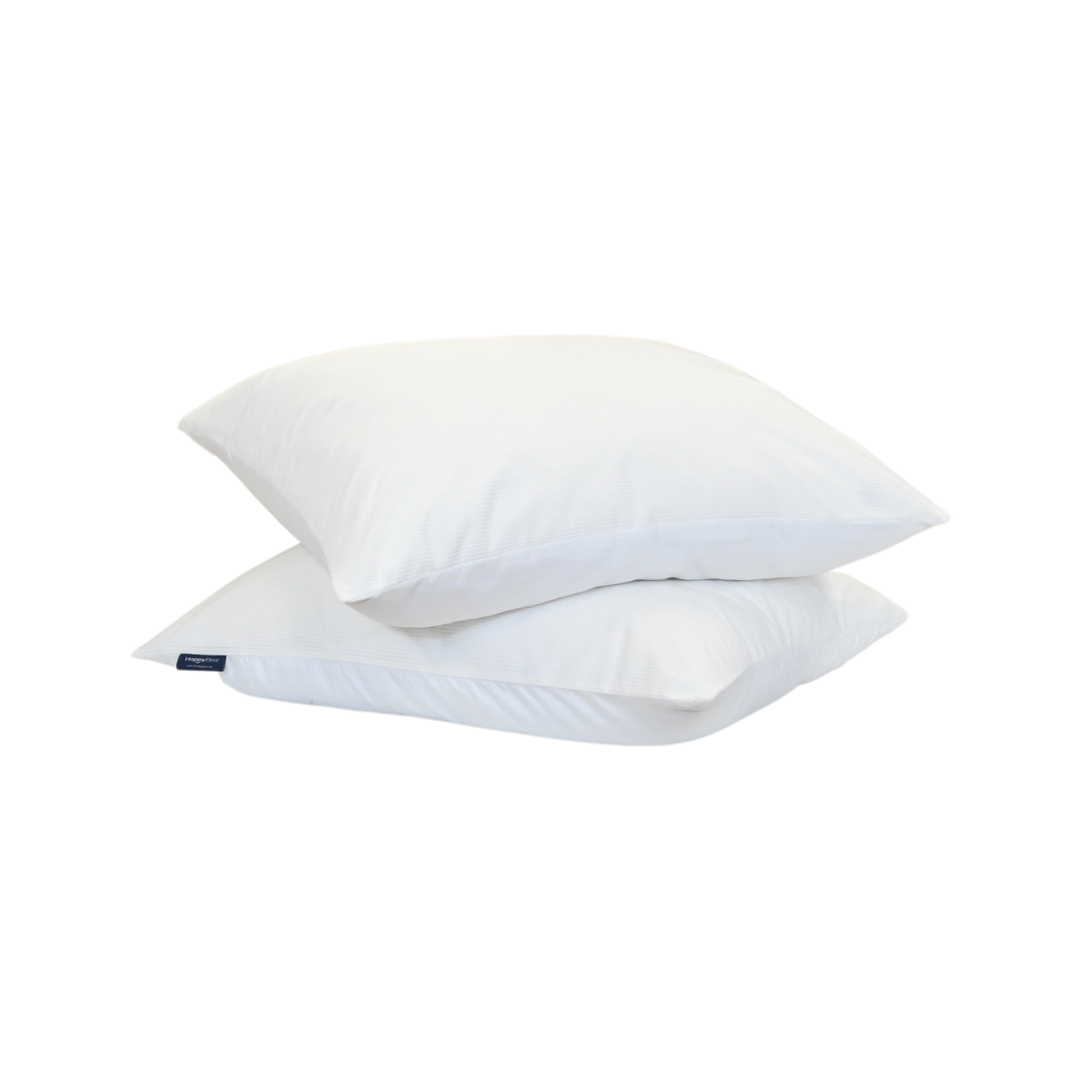 HappyBed Corduroy frosty white pillowcase set of 2, premium soft cotton, featuring hotel closure for secure fit.