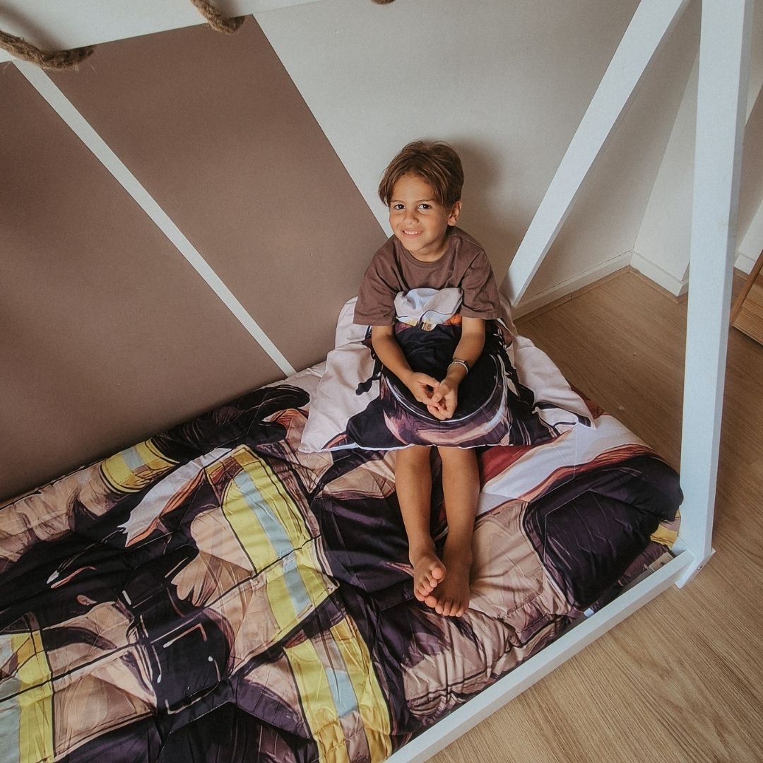 HappyBed Kids dekbed voor het hele jaar + kussensloop - Brandweerman (Levering vanaf 13-10)