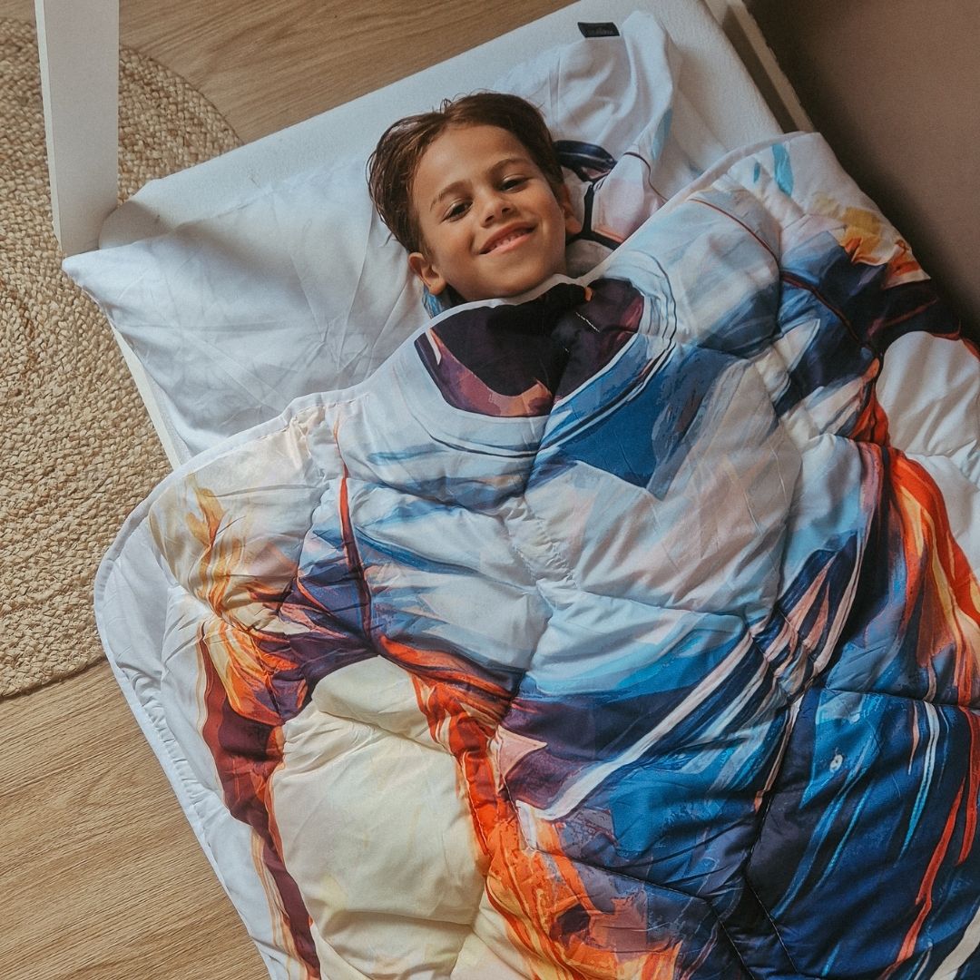 HappyBed Kids dekbed voor het hele jaar + kussensloop - Voetbalspeler (Levering vanaf 13-10)