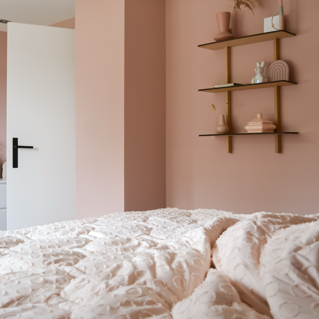 HappyBed gesteppte Bettdecke für das ganze Jahr – Soft Peach
