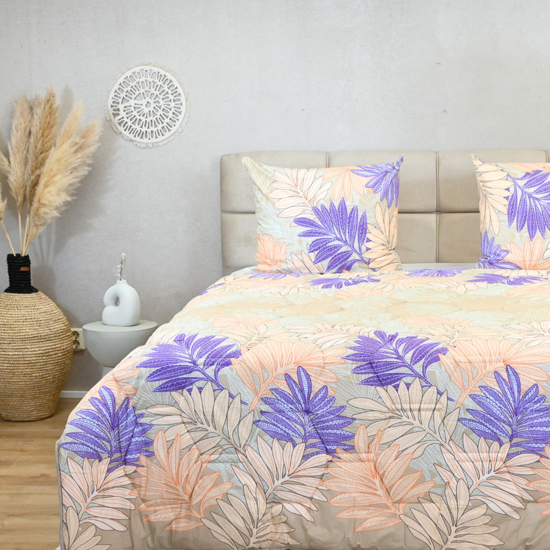 HappyBed Autumn Leaves duvet - 100% cotton, year-round comfort with leaf design.