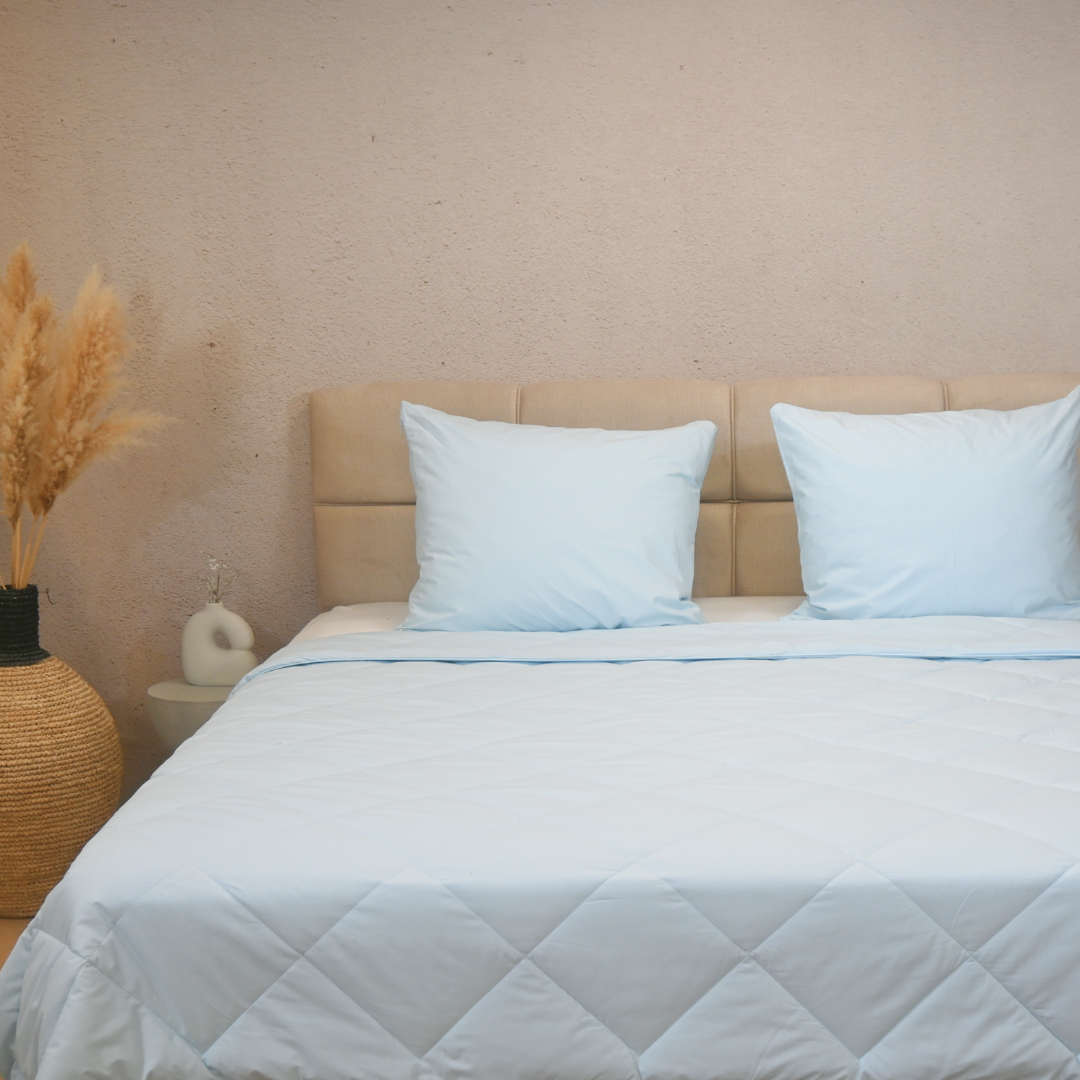 HappyBed Premium - Light Blue - Zomerdekbed - Percal katoen - SKU: 8721001727049