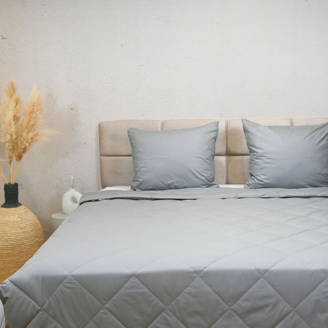 HappyBed Premium - Pebble grey - Zomerdekbed - Percal katoen - SKU: 8721001726967
