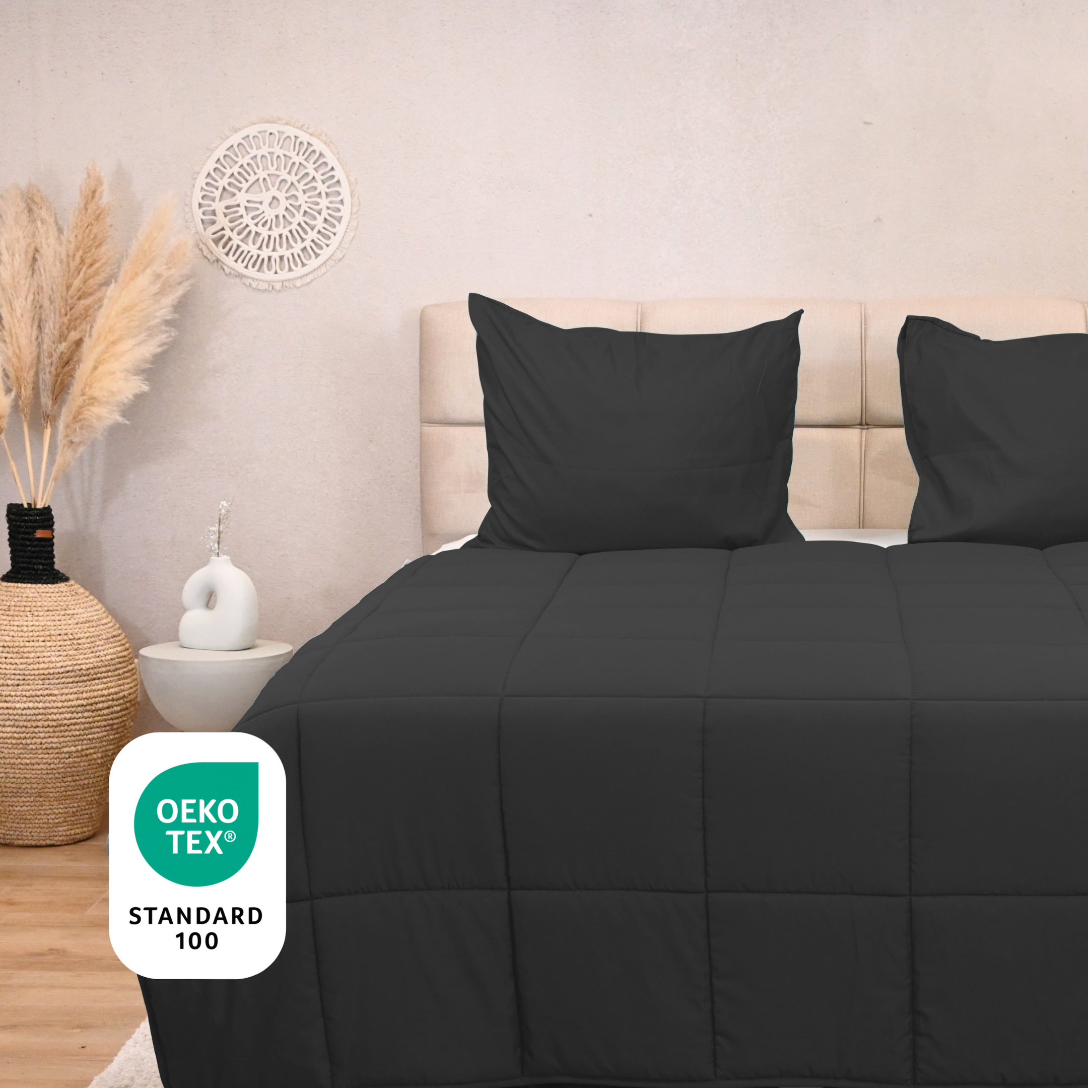 HappyBed - Rib - Black - Dekbed voor het hele jaar