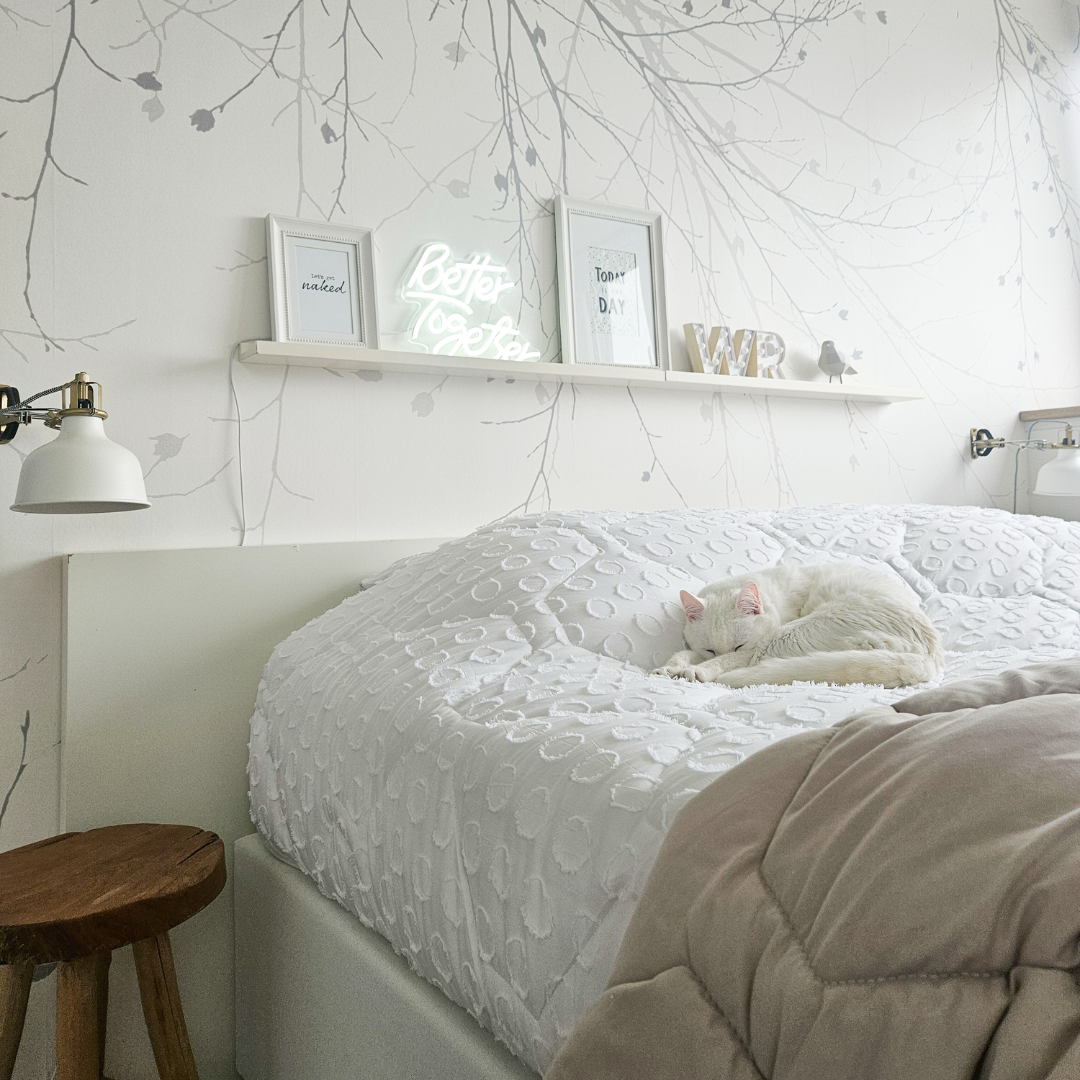 HappyBed gesteppte Bettdecke für das ganze Jahr - Frosty White