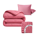 Premium bundle | Cotton sateen | Gingham Burgundy