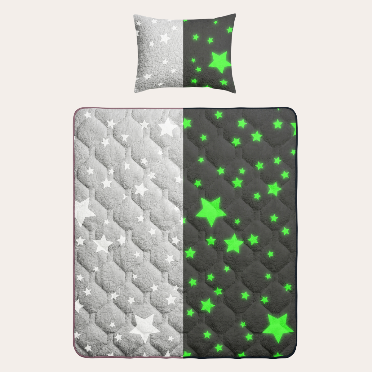 HappyBed Im Dunkeln leuchtende Kinderbettdecke | Sterne - Inklusive Kissenbezug