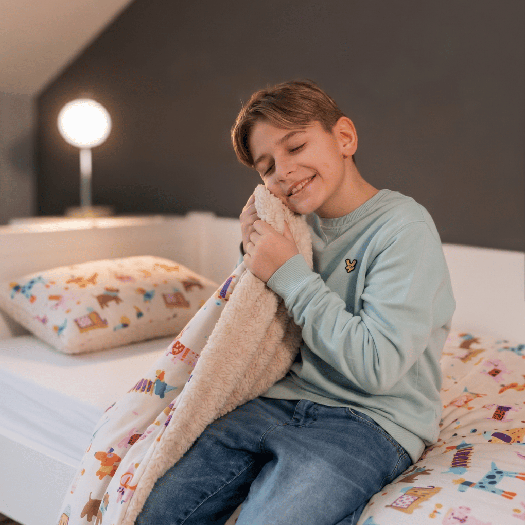 Couette 4 saisons lavable| Enfants| Teddy sherpa| Doodled Dogs