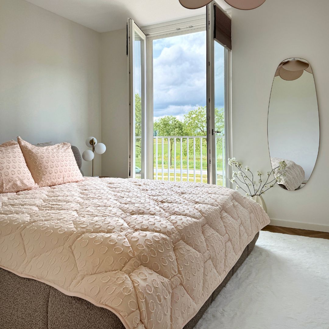 HappyBed gesteppte Bettdecke für das ganze Jahr – Soft Peach