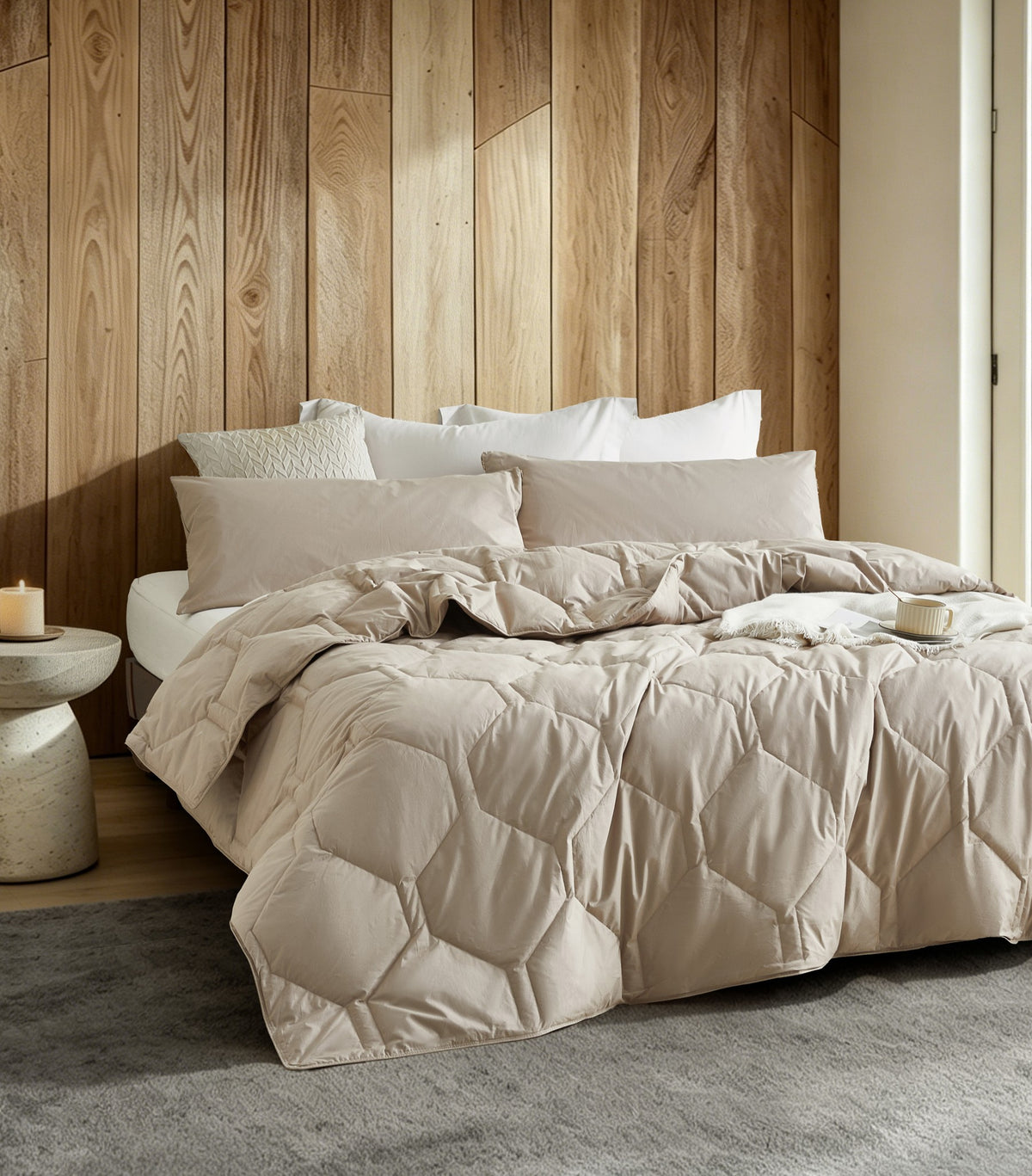HappyBed couette lavable | Percale plumes | Taupe
