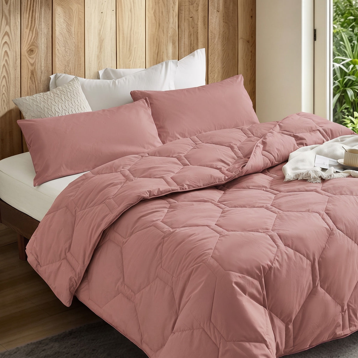 HappyBed couette lavable | Percale plumes | Vieux rose