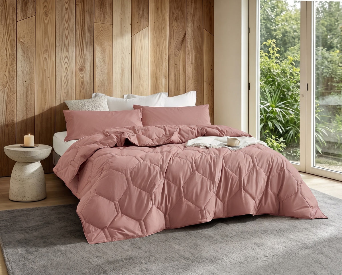 HappyBed couette lavable | Percale plumes | Vieux rose