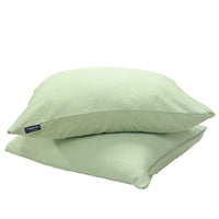 Set of 2 light green HappyBed Mousseline microfiber pillowcases with hotel closure