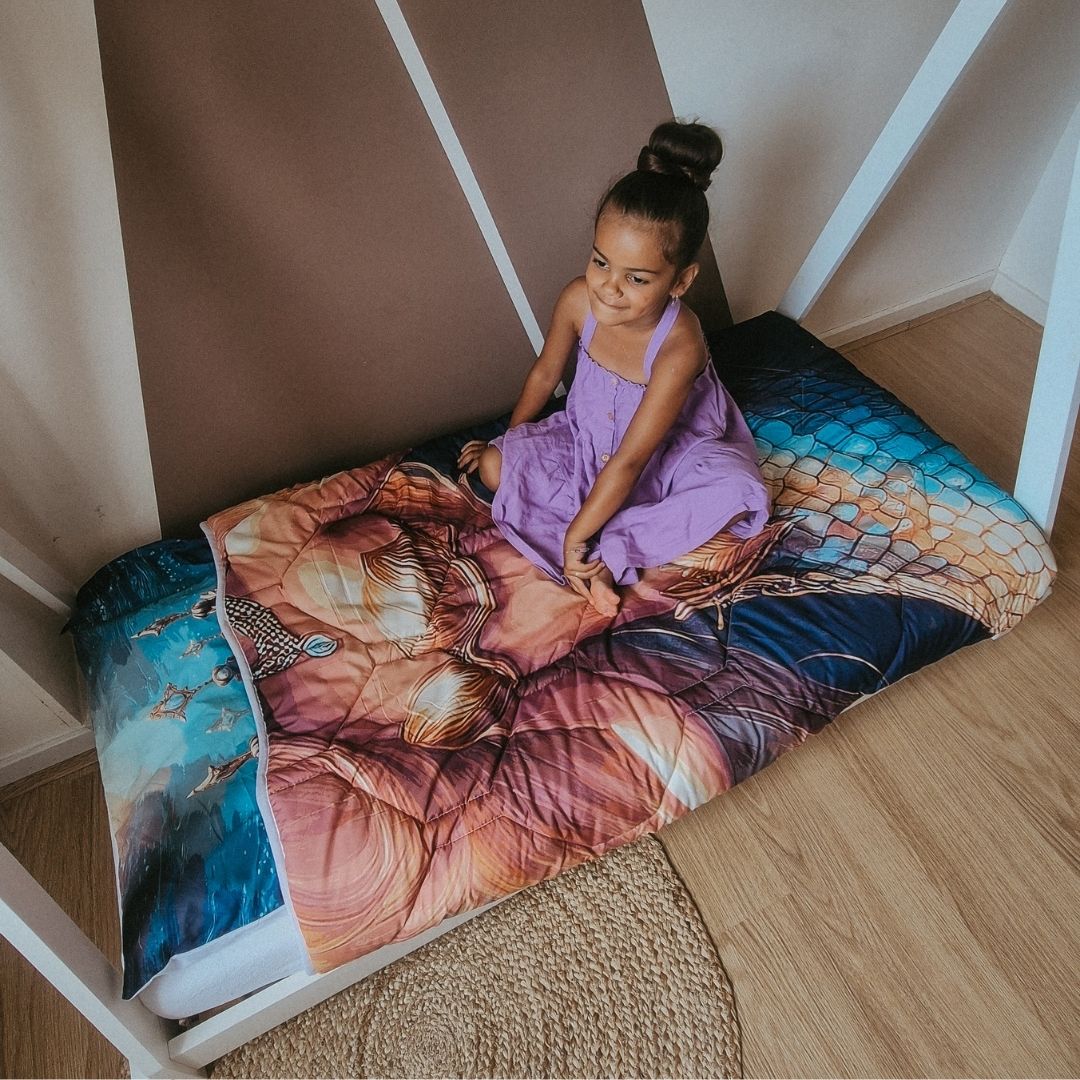 HappyBed Kids dekbed voor het hele jaar + kussensloop - Zeemeermin (Levering vanaf 13-10)