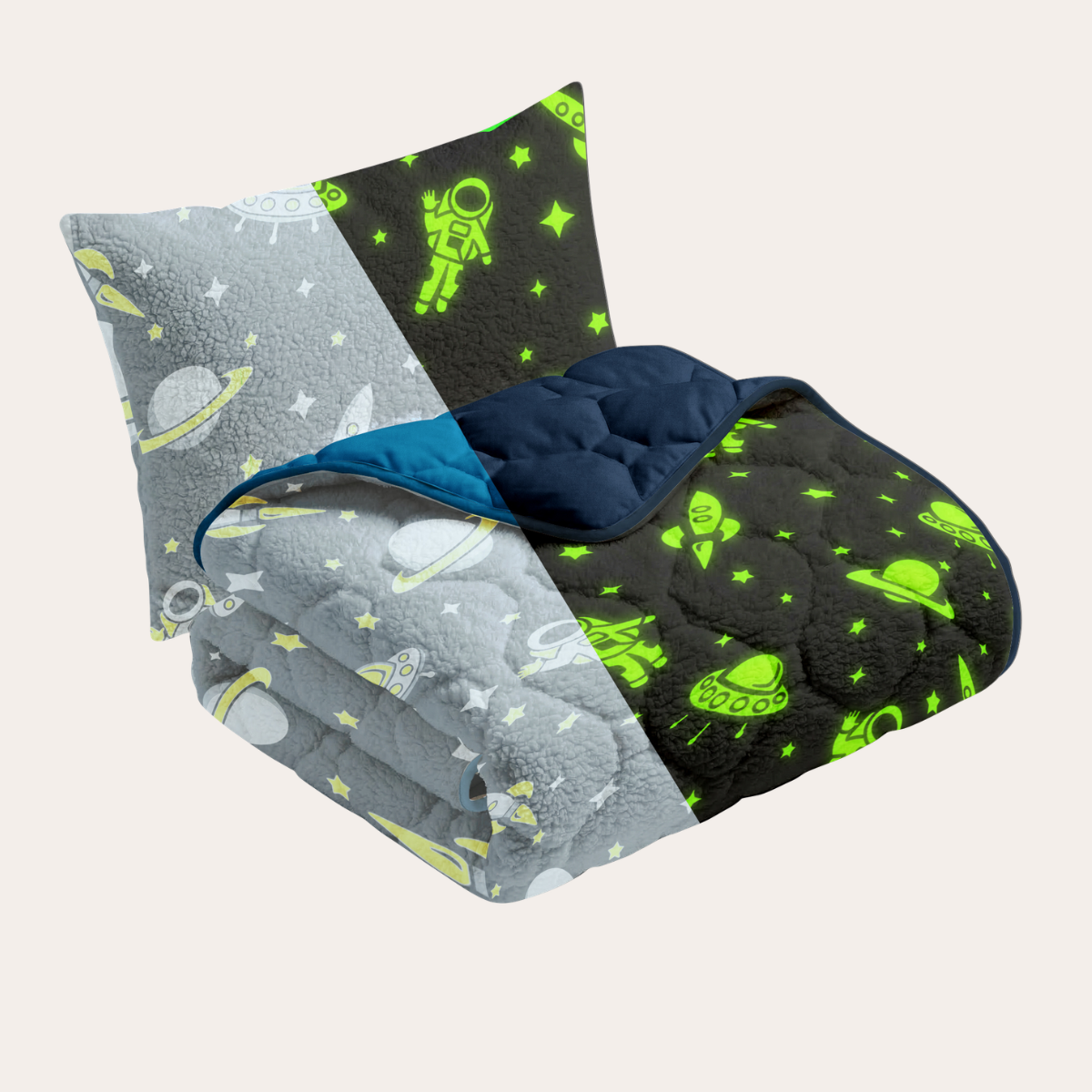 HappyBed Im Dunkeln leuchtende Kinderbettdecke | Weltraum - inklusive Kissenbezug - SKU: 8717752131266