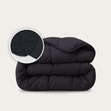 HappyBed Black dekbed voor het hele jaar met instopstrook en luxe zwarte microvezelstof