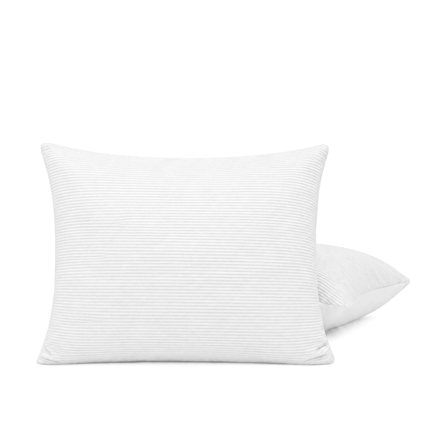 HappyBed Corduroy Frosty White kussensloop set van 2 stuks met zachte ribstructuur en ritssluiting