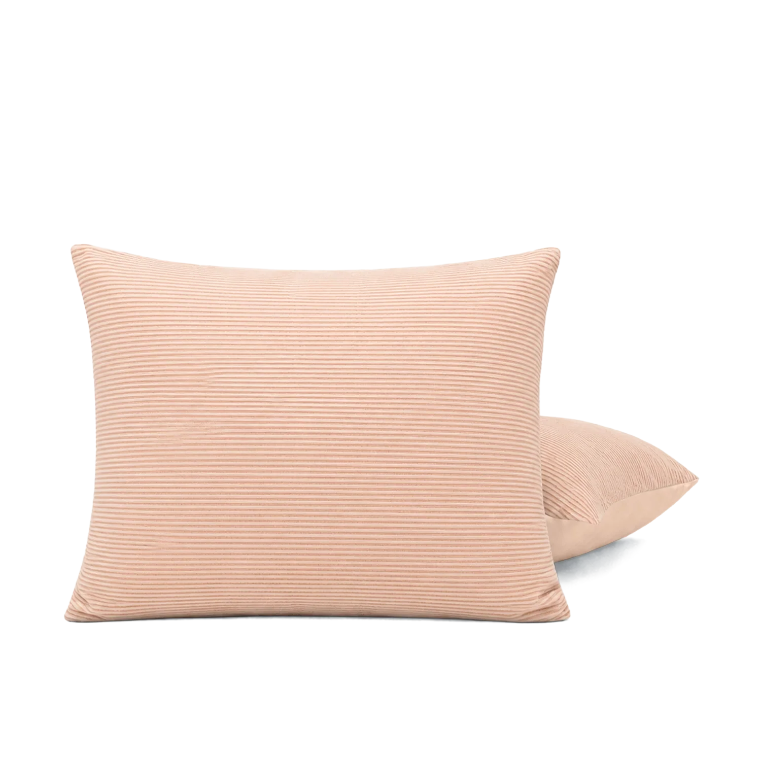 Set van 2 HappyBed Corduroy kussenslopen in zachte perziktint voor luxe comfort en stijlvolle slaapkamerdecoratie