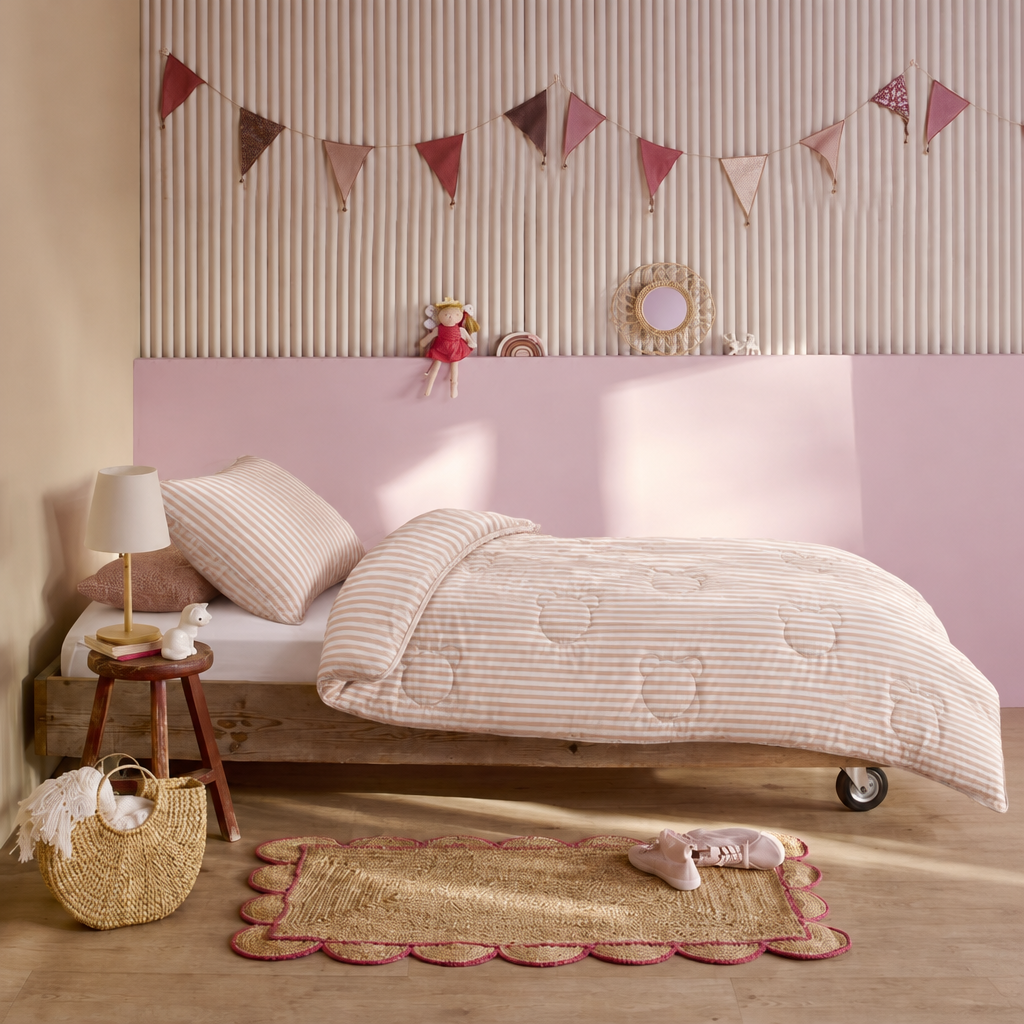 Waschbare Kids All Season Bettdecke | Caramel Stripes | Inklusive Kissen