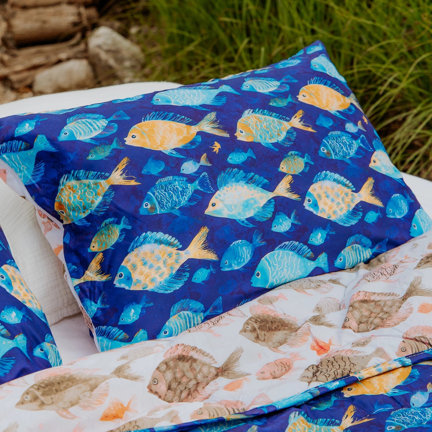 HappyBed x A fish named Fred Pillowcase | Seahorse | Set of 2