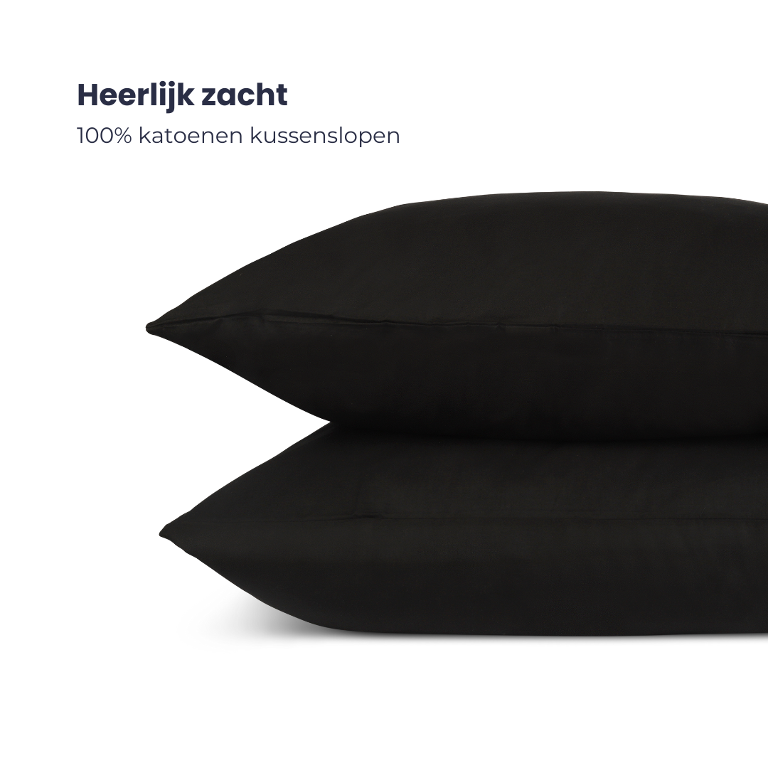 HappyBed | Anthracite kussenslopen set 2 stuks - 60x70cm - 100% katoen