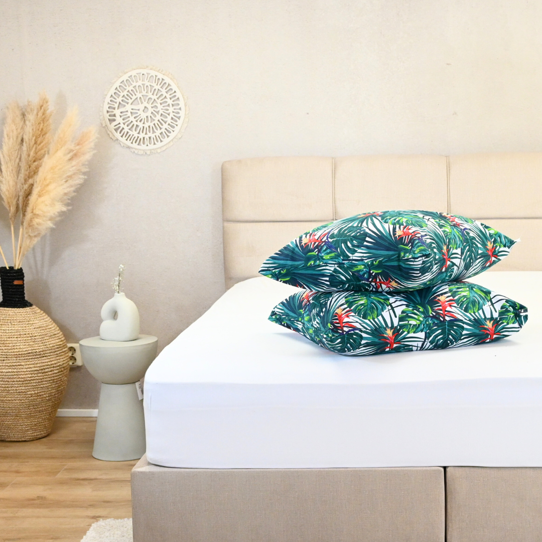 HappyBed Palm Paradise Lot de 2 taies d'oreiller - 60x70cm - 100% coton