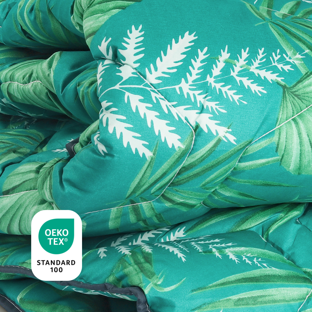 HappyBed Green Leaves - Couette d'été sans housse pour les journées chaudes