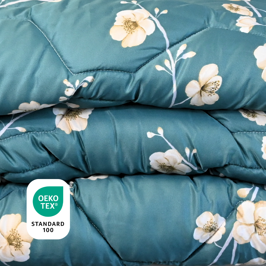 HappyBed Blue Blossom - Satijn Look - Couette sans housse toutes saisons