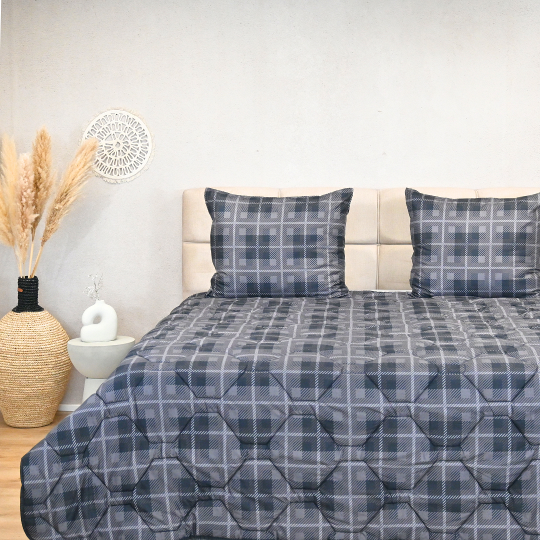 HappyBed Komplettset Bündel - Grau Tartan