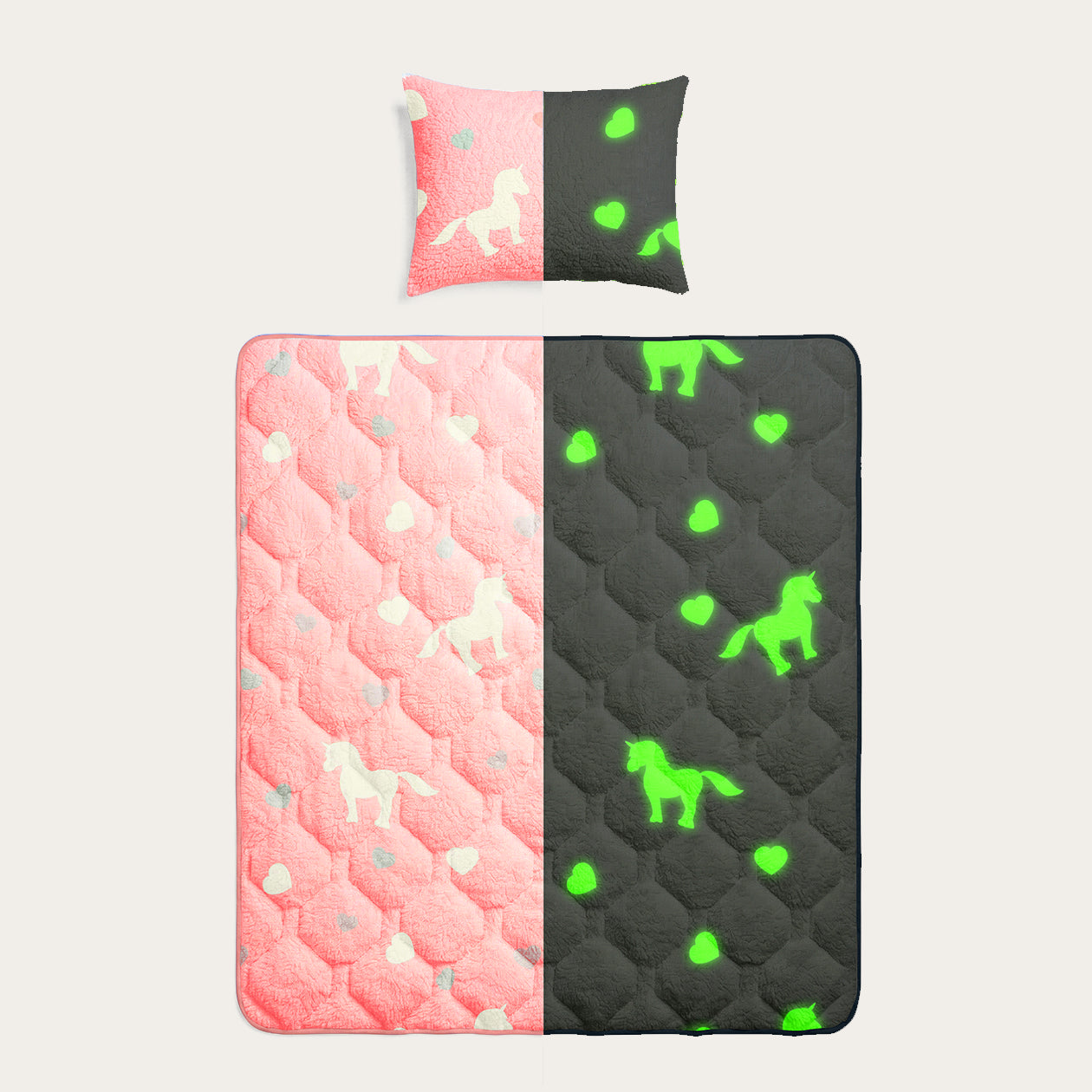 HappyBed Leuchtende Kinderbettdecke | Einhorn, inklusive Kissenbezug