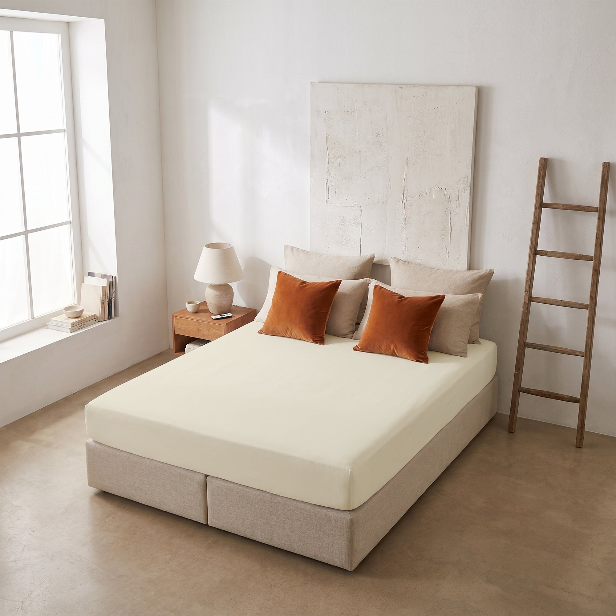 HappyBed Verkoelend Hoeslaken | Creme | 100% geweven Katoen