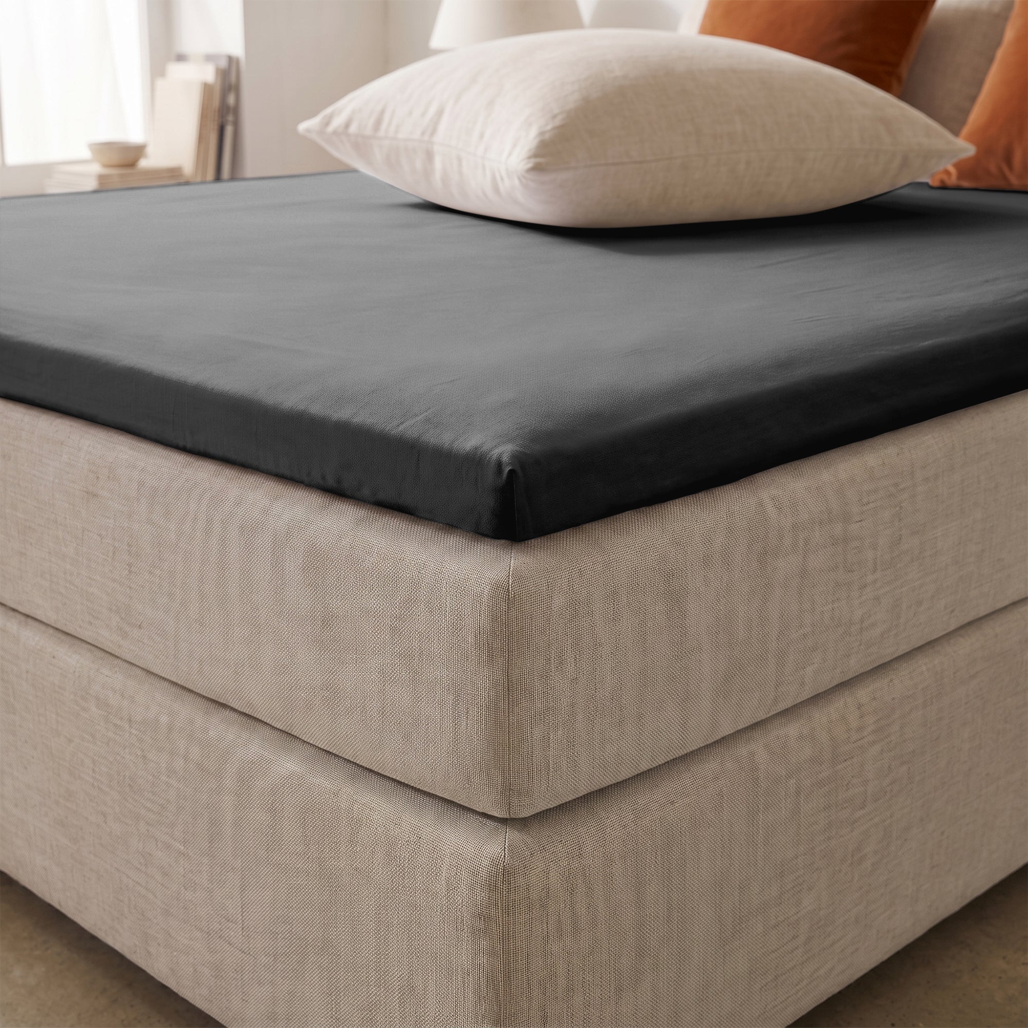 HappyBed Fitted Sheet | Topper | Anthracite | Cotton
