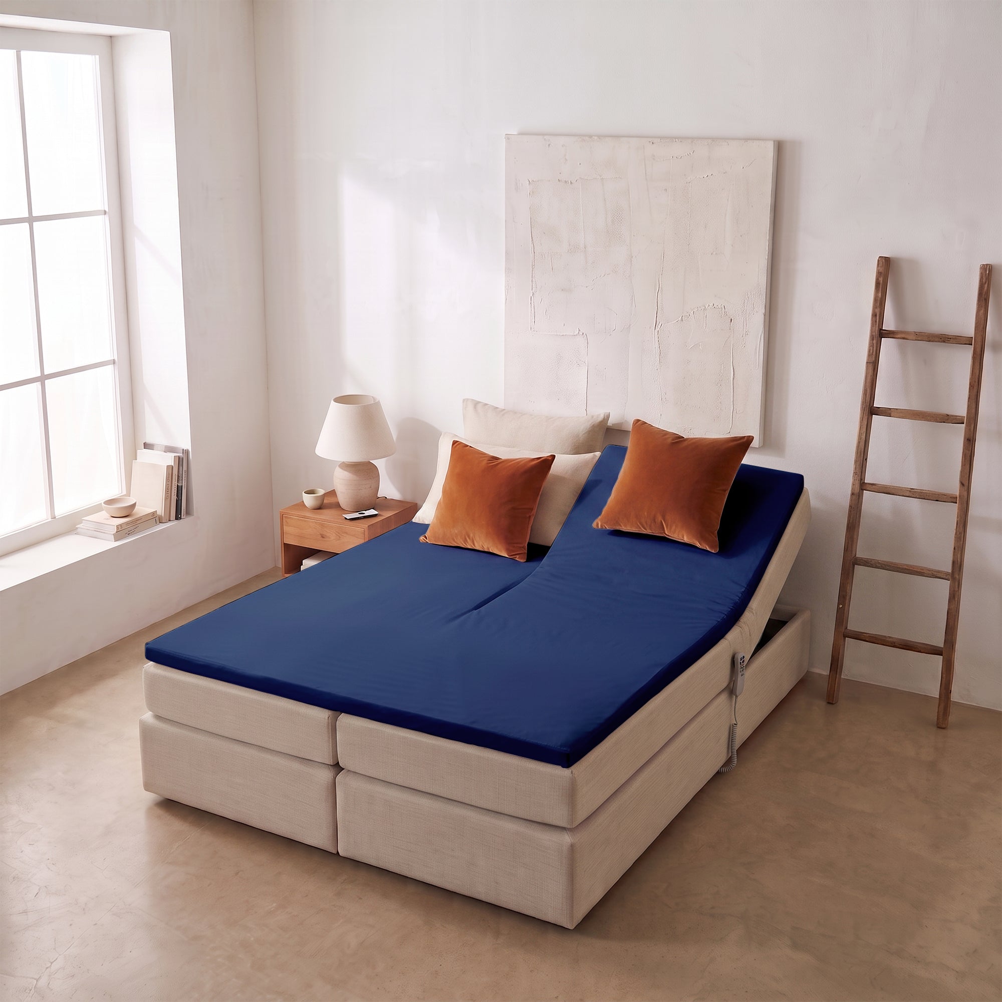 HappyBed Fitted Sheet | Split Topper | Navy | Cotton