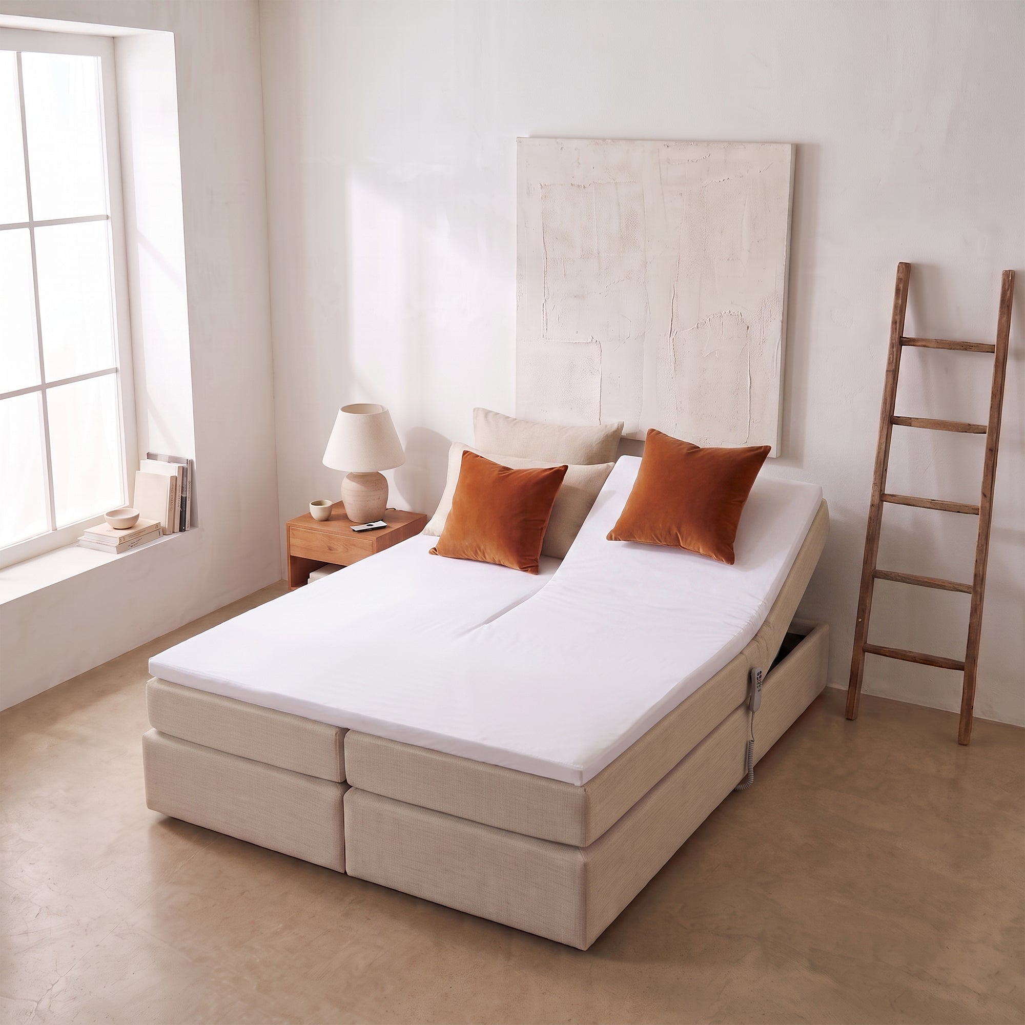 HappyBed Fitted Sheet | Split Topper | White | Cotton