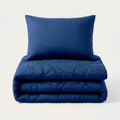 HappyBed wasbaar kinderdekbed in marineblauw met voetbal WM-thema en bijpassend hoofdkussenhoesje