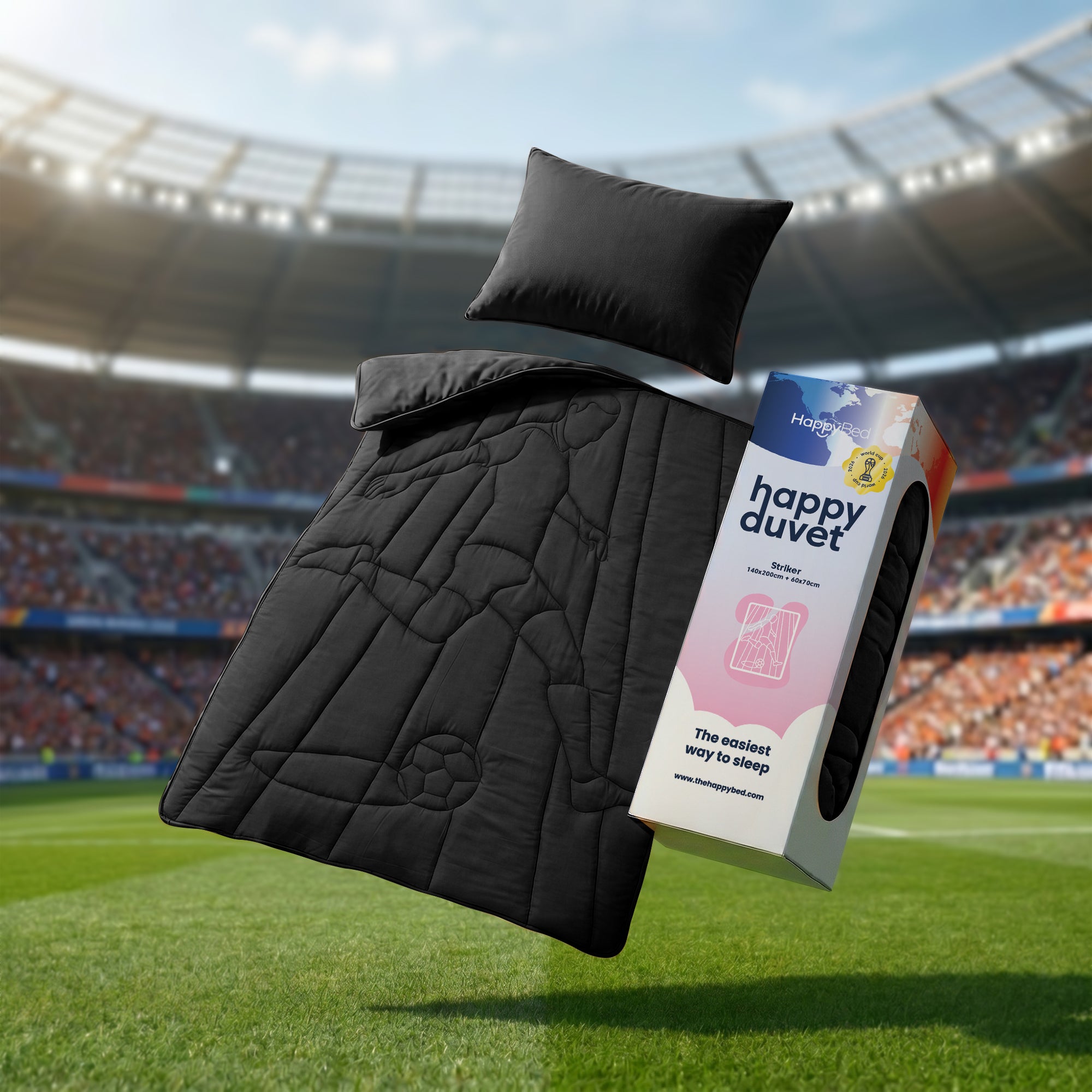 HappyBed Couette 4 saisons lavable pour enfants | WK Spits | Noir | Taie d'oreiller 60x70 cm incluse