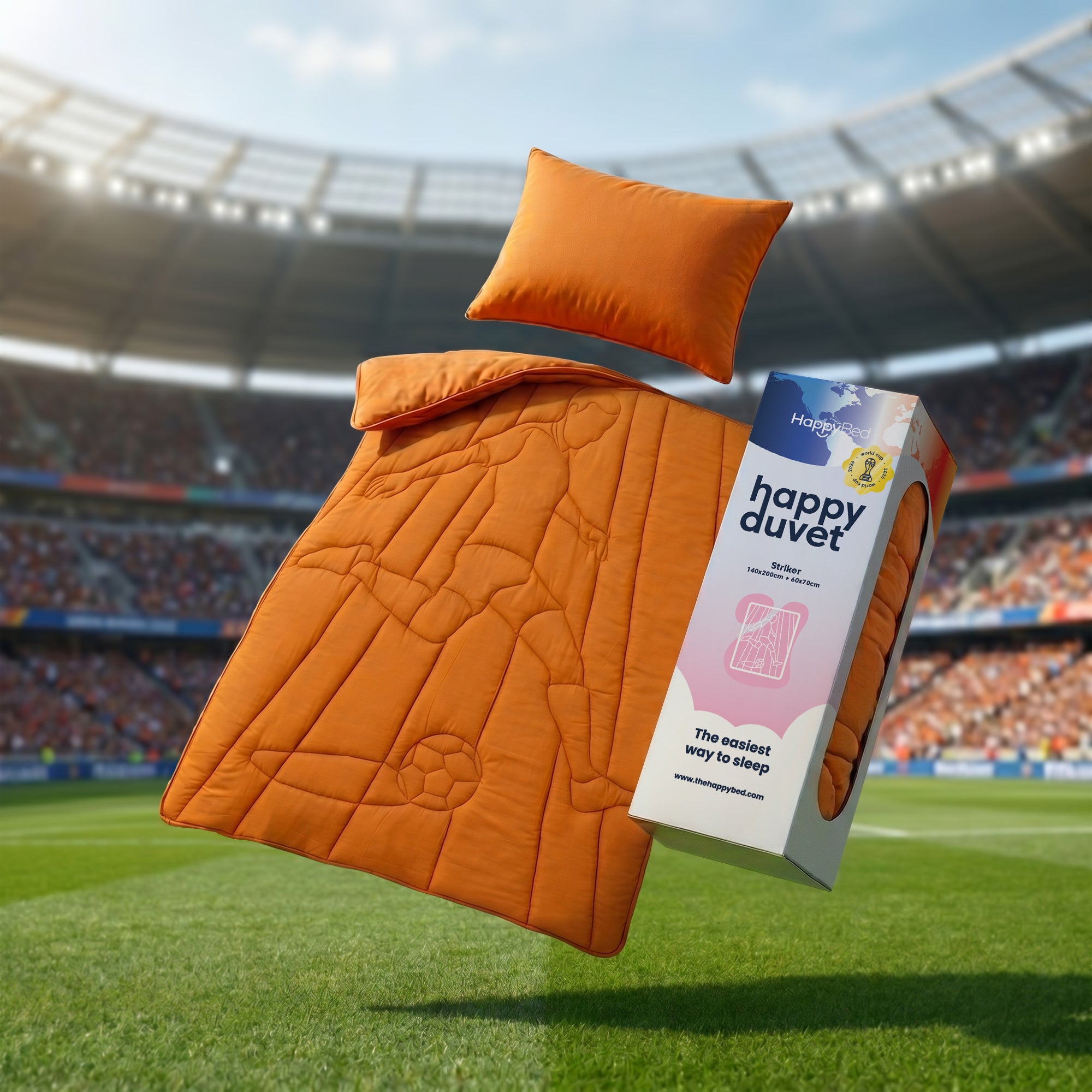 HappyBed Couette 4 saisons lavable pour enfants | WK Spits | Orange | Taie d'oreiller 60x70 cm incluse