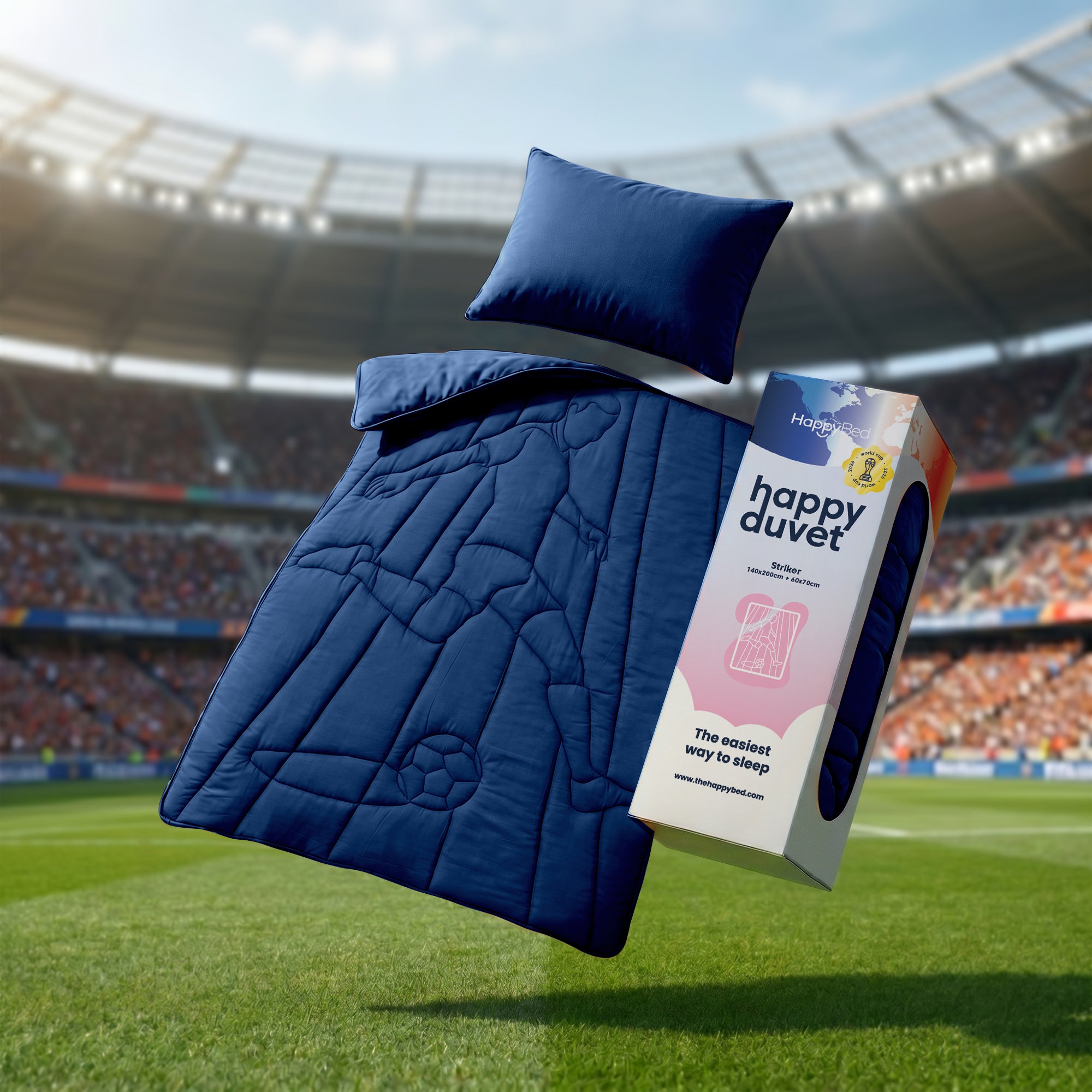 HappyBed Washable All season Kids Duvet | WM-Spitze | Navy | Includes 60x70 cm Pillowcase