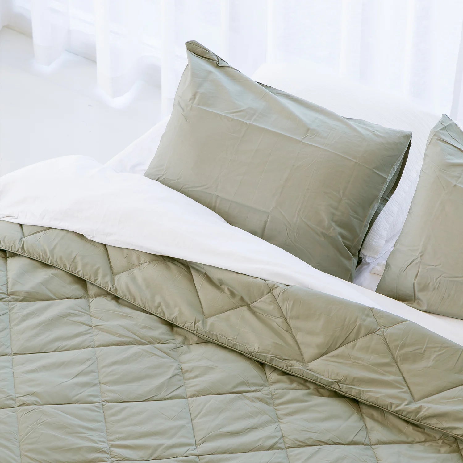 HappyBed Wasbaar Zomerdekbed | Percal Katoen | Sage Green