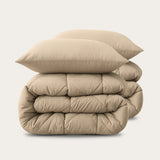 HappyBed Bestseller Bundle | All-Season Duvet Set Taupe – 2-piece bundle with tuck-in strip + pillowcases