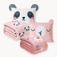 HappyBed kids - children's duvet bundle girl - Lizzy llama & Peter panda + pillowcases