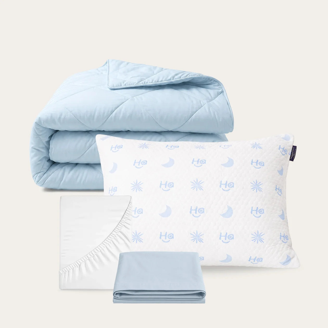 Light blue wasbaar dekbed in summer sale bundel aanbieding