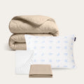 Taupe wasbaar dekbed in summer sale bundel aanbieding