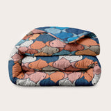 Colorful double-sided 3D fish print dekbed from HappyBed x A Fish Named Fred collaboration