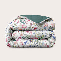 HappyBed x A Fish Named Fred double-faced colorful Flamingo duvet for year-round use